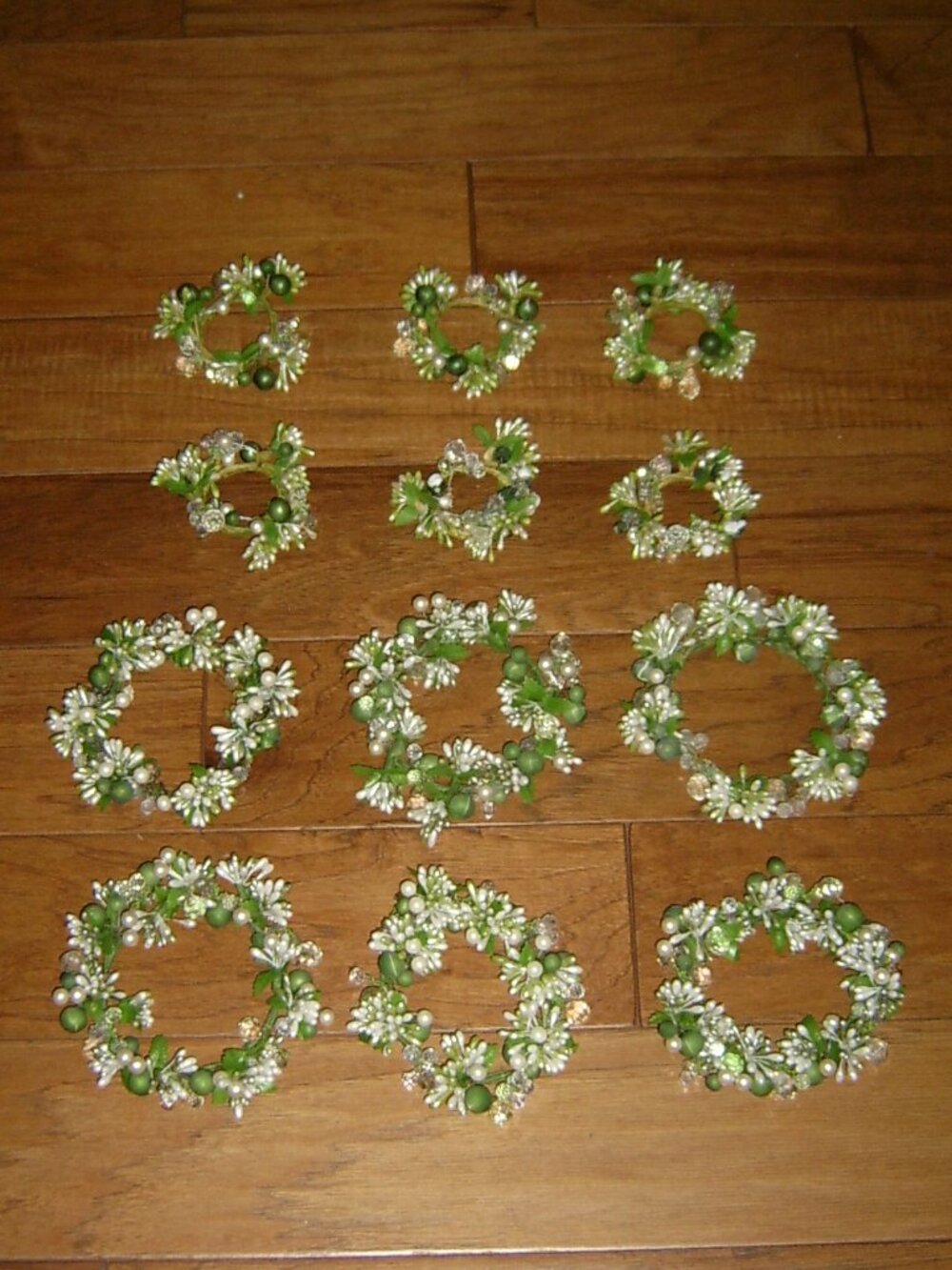 Decorative Bead & Crystal Candle Wreaths (2" & 4"), Total of 12